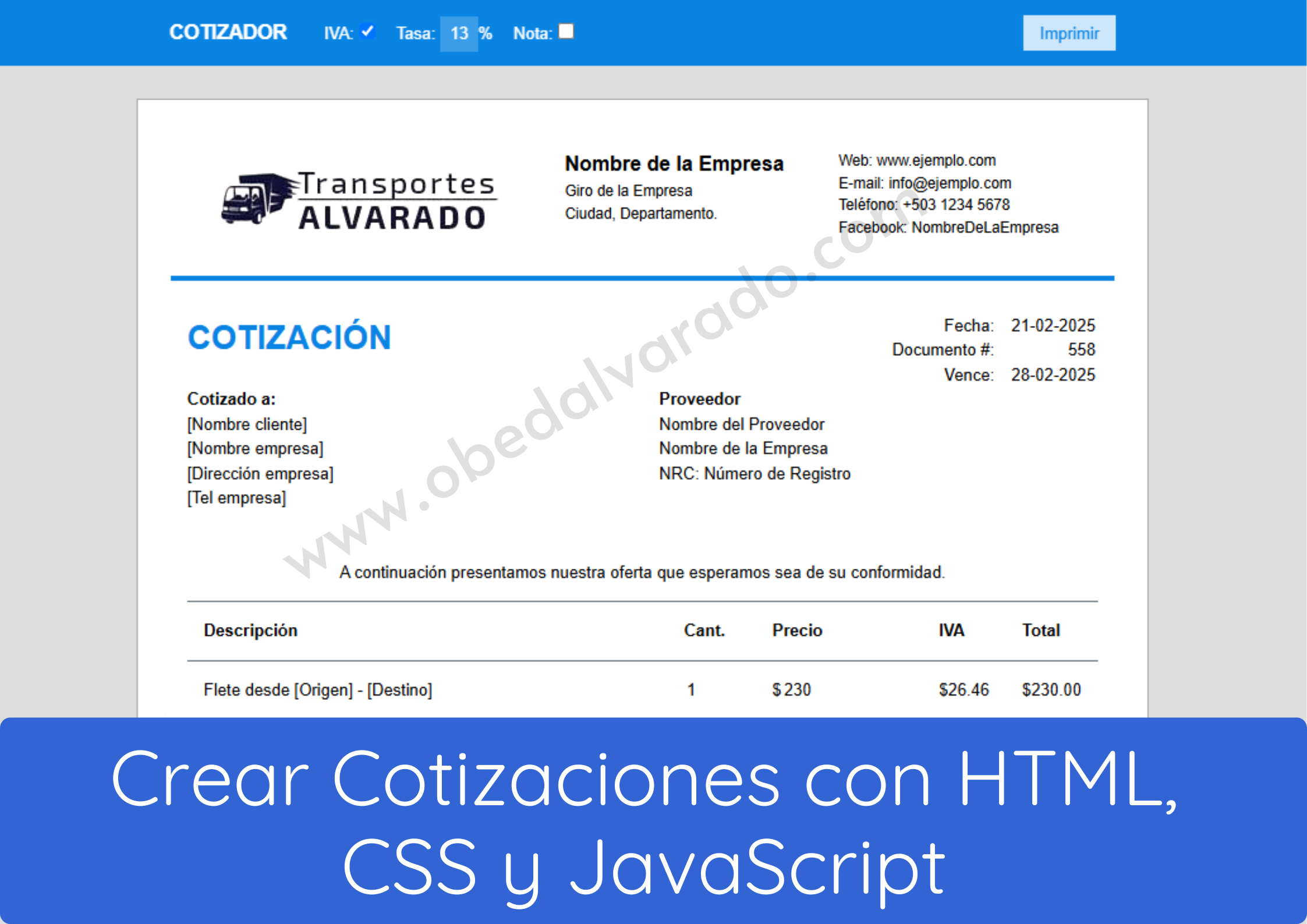Crear Cotizaciones con HTML, CSS y JavaScript
