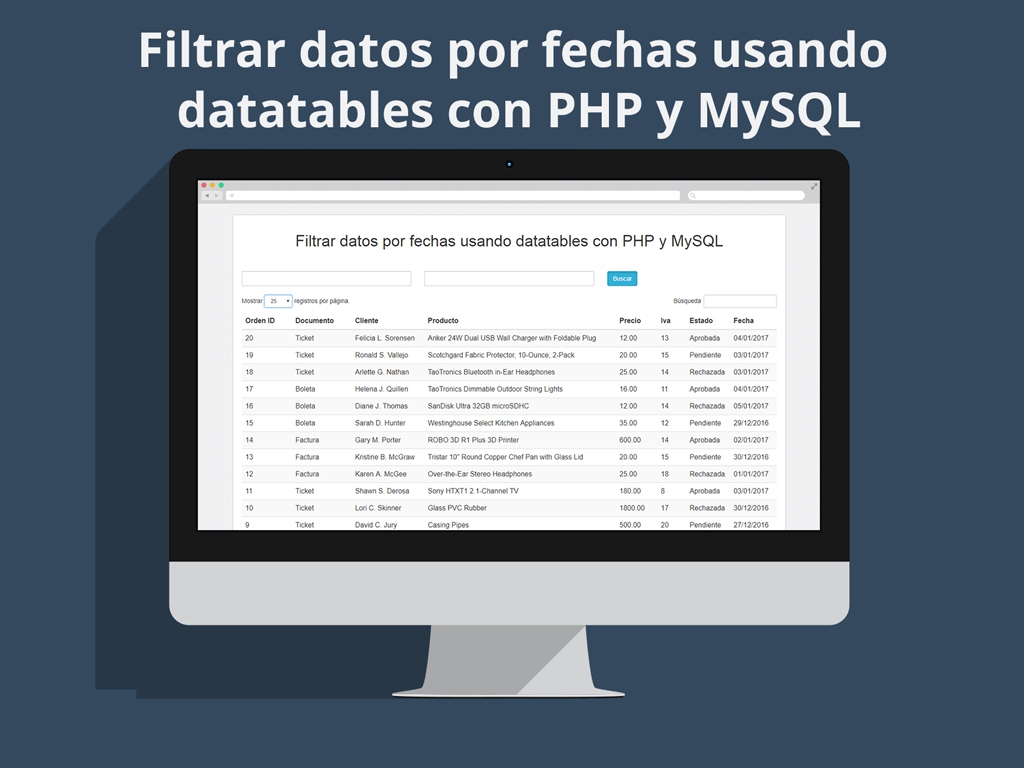 Filtrar datos por fechas usando datatables con PHP y MySQL