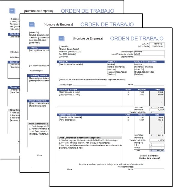 Formato de ordenes de Trabajo