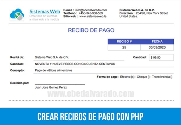 Crear recibos de pago con PHP