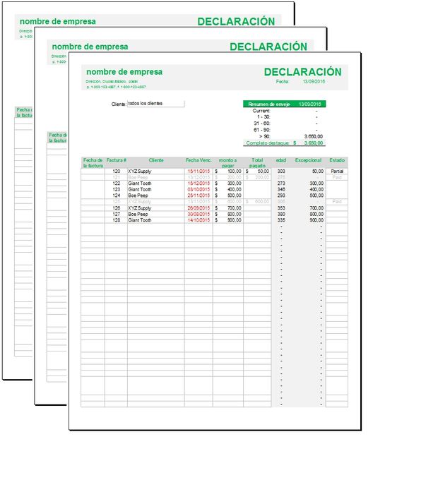 Formato de seguimiento de facturas