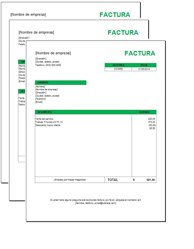 Factura básica con Excel