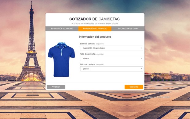 Cotizador web de camisetas con PHP