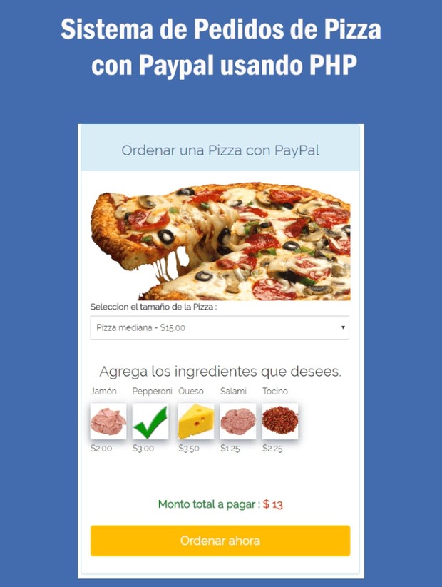 Sistema de Pedidos de Pizza con Paypal usando PHP