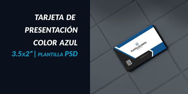 Tarjeta de presentación color azul PSD