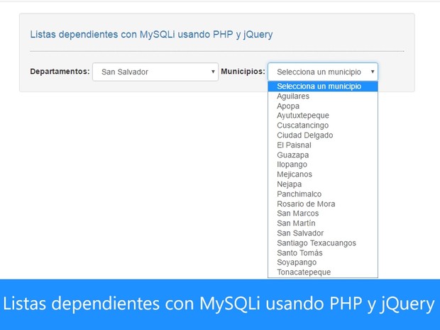 Listas dependientes con MySQLi usando PHP y jQuery
